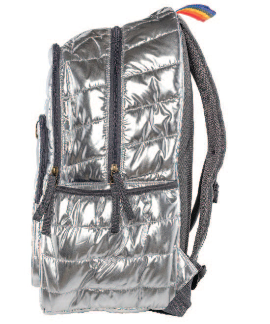 Sydney Paige 18" backpack silver rainbow Raleigh